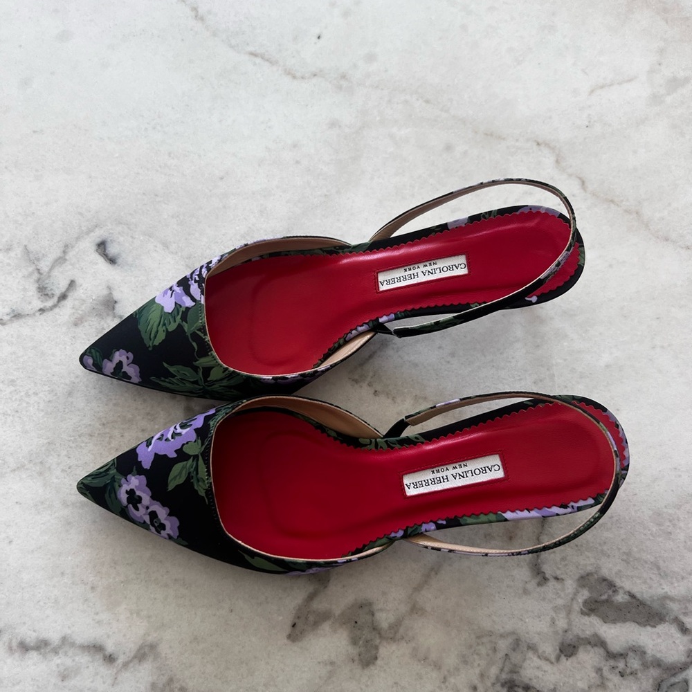 Carolina Herrera Slingback Kitten Heel in Satin